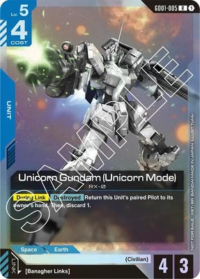 Unicorn Gundam (Unicorn Mode) (Launch Event), Gundam Promotional Cards